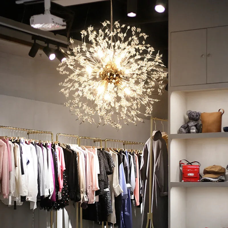 DecorBites™ Dandelion Crystal Chandelier: Modern Nordic Style LED Pendant Light for Living Room