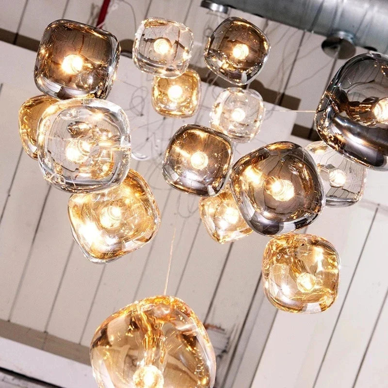 DecorBites™ Crystal LED Chandelier: Modern Staircase Pendant Light for Stylish Home Decor