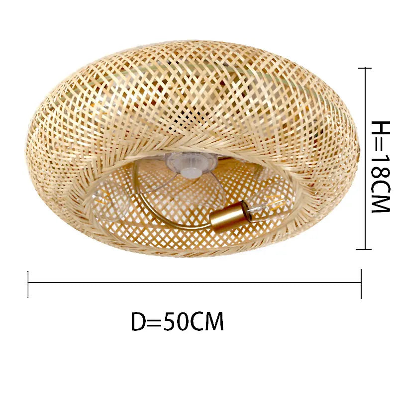 DecorBites™ Bamboo Ceiling Fan with Lights Remote Control 50cm Retractable Silent Blades