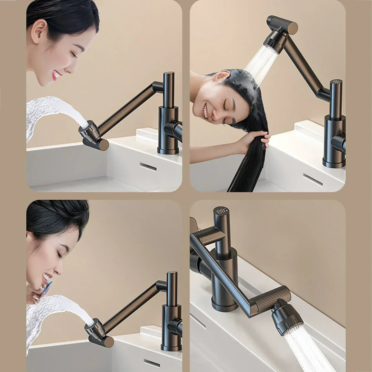 DecorBites™ LED Basin Faucet 360 Rotation Stream Sprayer Hot Cold Water Sink Mixer