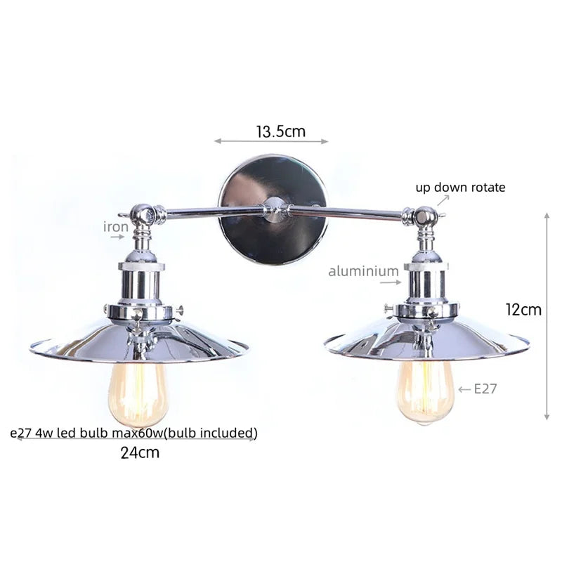 DecorBites™ Dual Head LED Wall Light Pink Industrial Bedside Lamp