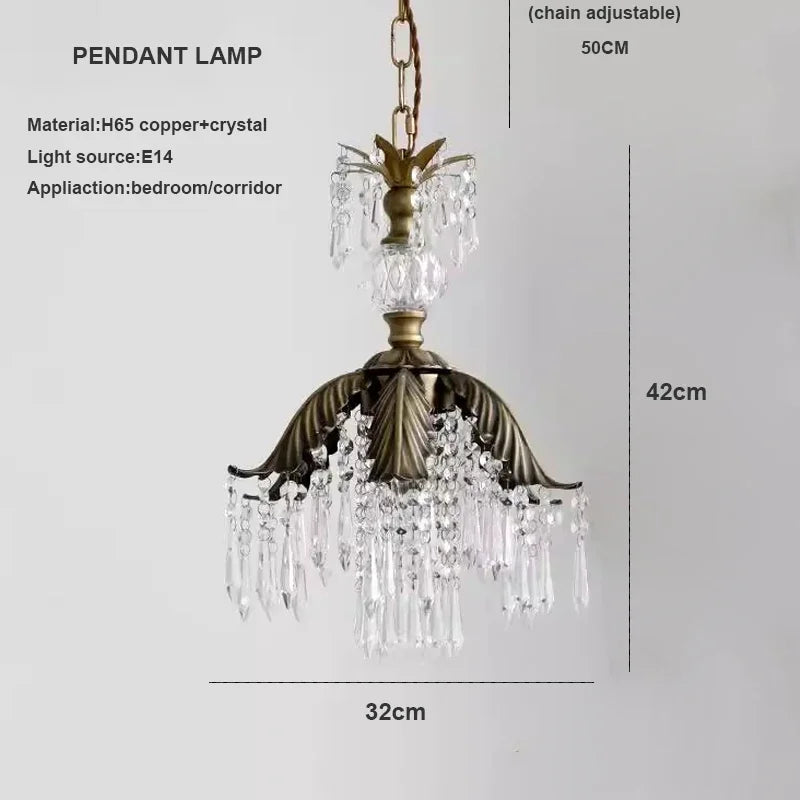 DecorBites™ French Countryside Brass Pendant Light Chandelier for Bedside, Hallway, Wardrobe