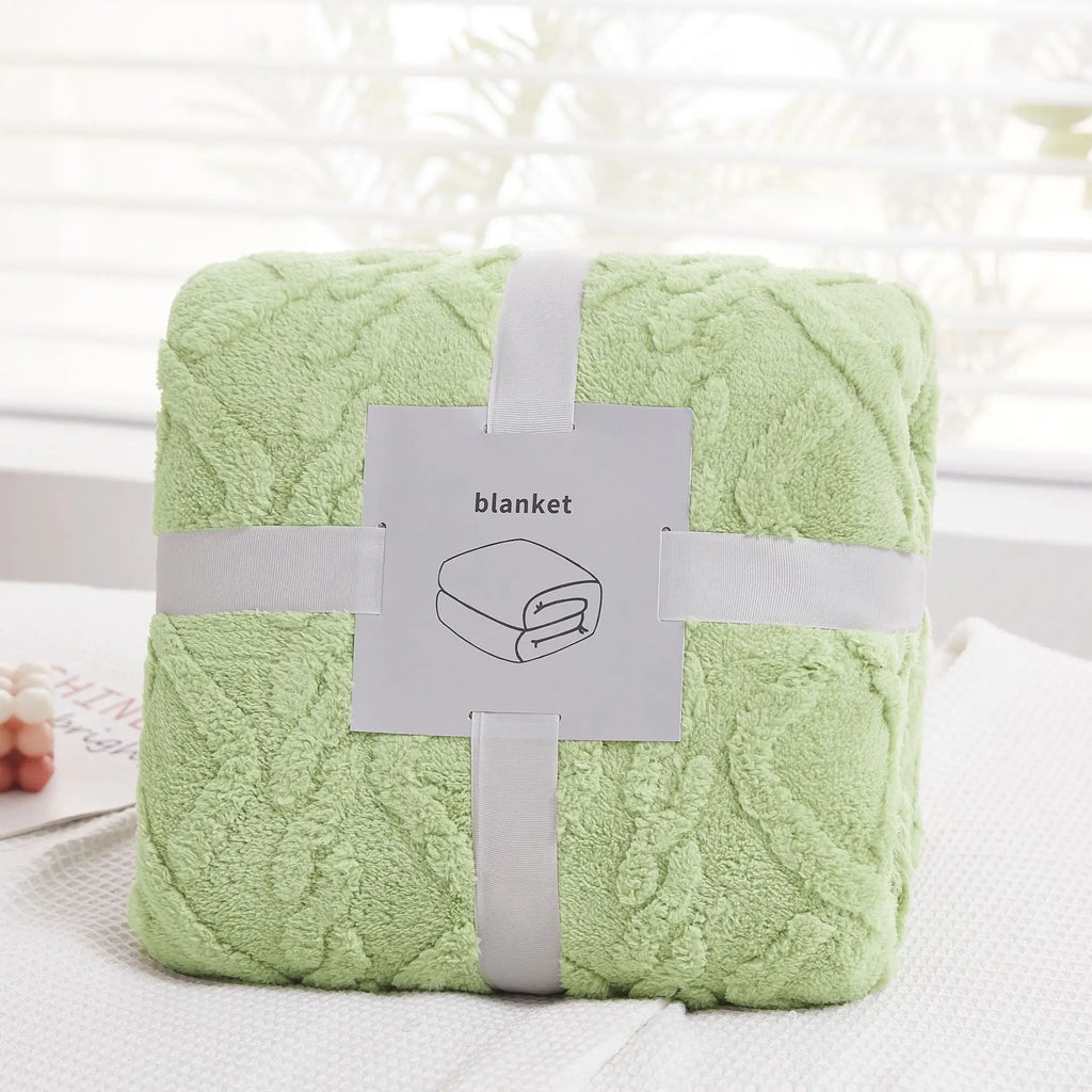 DecorBites™ Cozy Jacquard Plush Blanket: Soft Winter Sofa Throw, Office Travel Nap Shawl