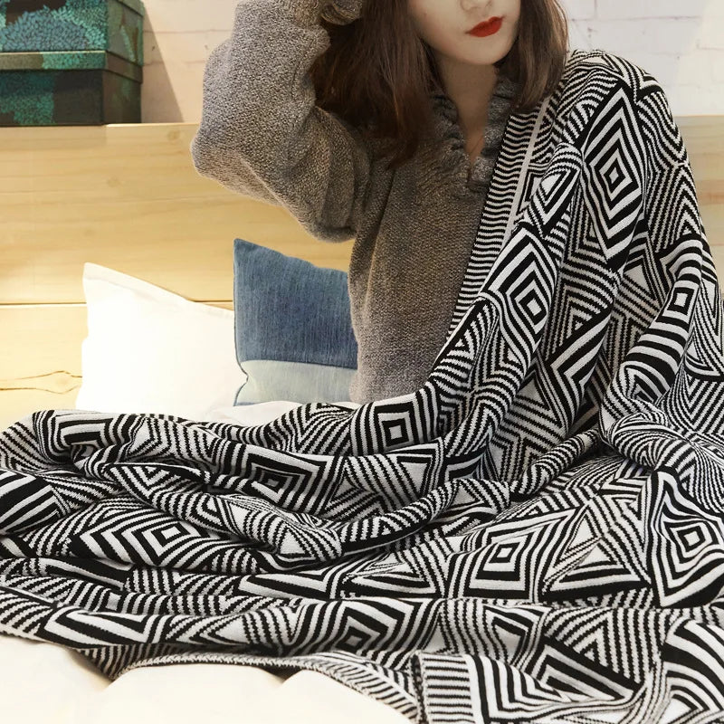 DecorBites™ Geometric Tassel Blanket - Nordic Style Sofa Throw and Bohemian Decor Rug
