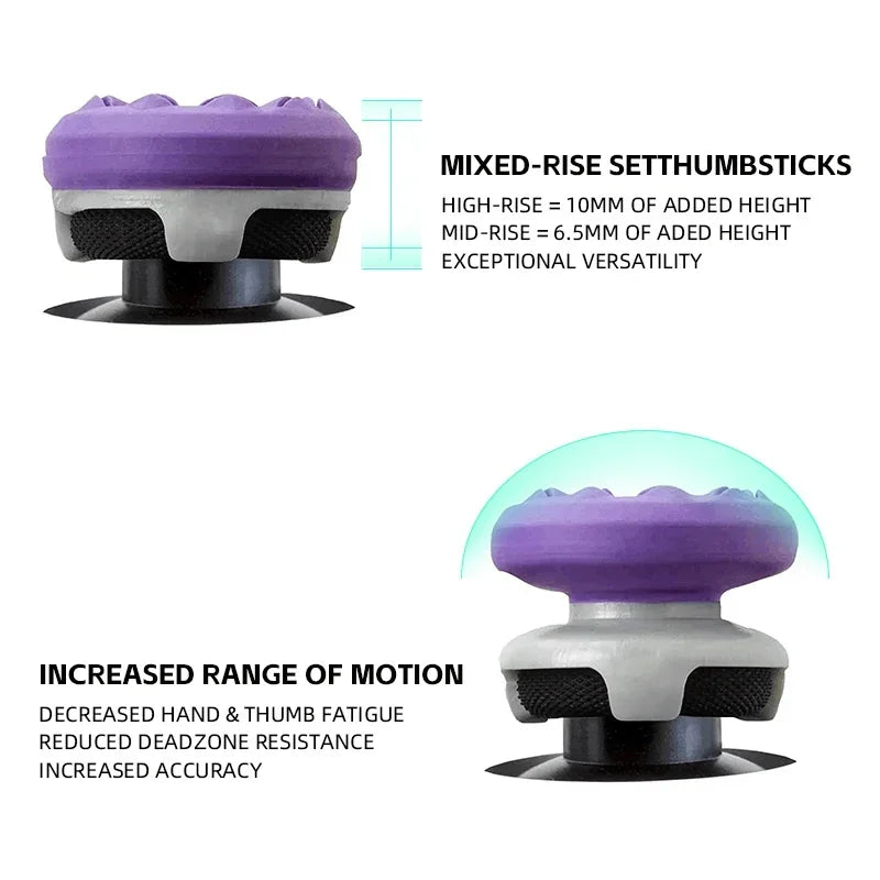 2-Pack Thumb Stick Grips with High/Low Caps for PS4/PS5/Xbox Controller Hand Grip Extenders