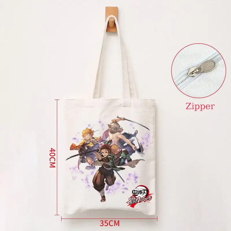 Demon Slayer Canvas Bag: Nezuko & Tanjiro Zipper Tote
