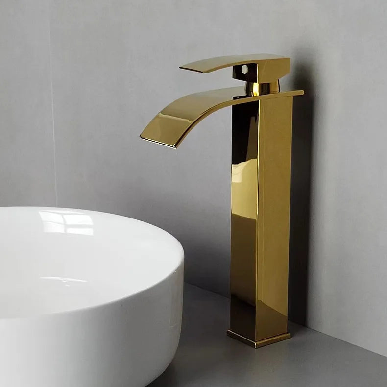 DecorBites™ Gold Bathroom Faucet: Brass Rose Gold Basin Waterfall Mixer Tap