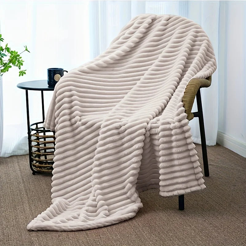 DecorBites™ Fuzzy Super Soft Flannel Throw Blanket - Luxe Plush Blanket for Sofa, Bed