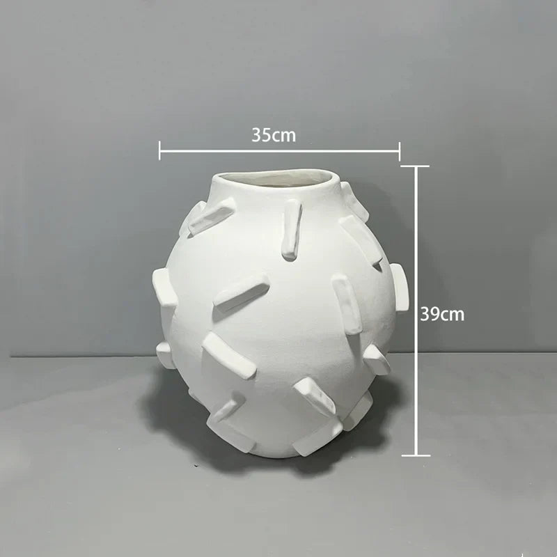 DecorBites™ Geometric Block Vase - Ceramic Abstract Floral Arrangement Decor