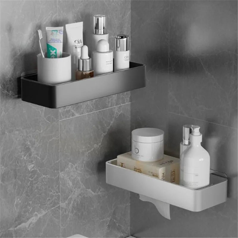 DecorBites™ Black Aluminum Corner Bathroom Kitchen Storage Shelf