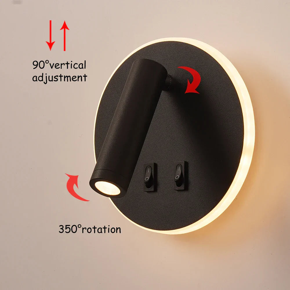 DecorBites™ Adjustable Wall Lamp for Bedroom, Study, or Reading - 350° Rotation, Switch Included