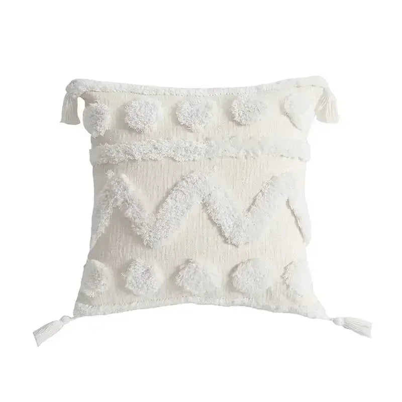 DecorBites™ Geometric Waves Tufted Pillow Covers with Embroidered Tassels