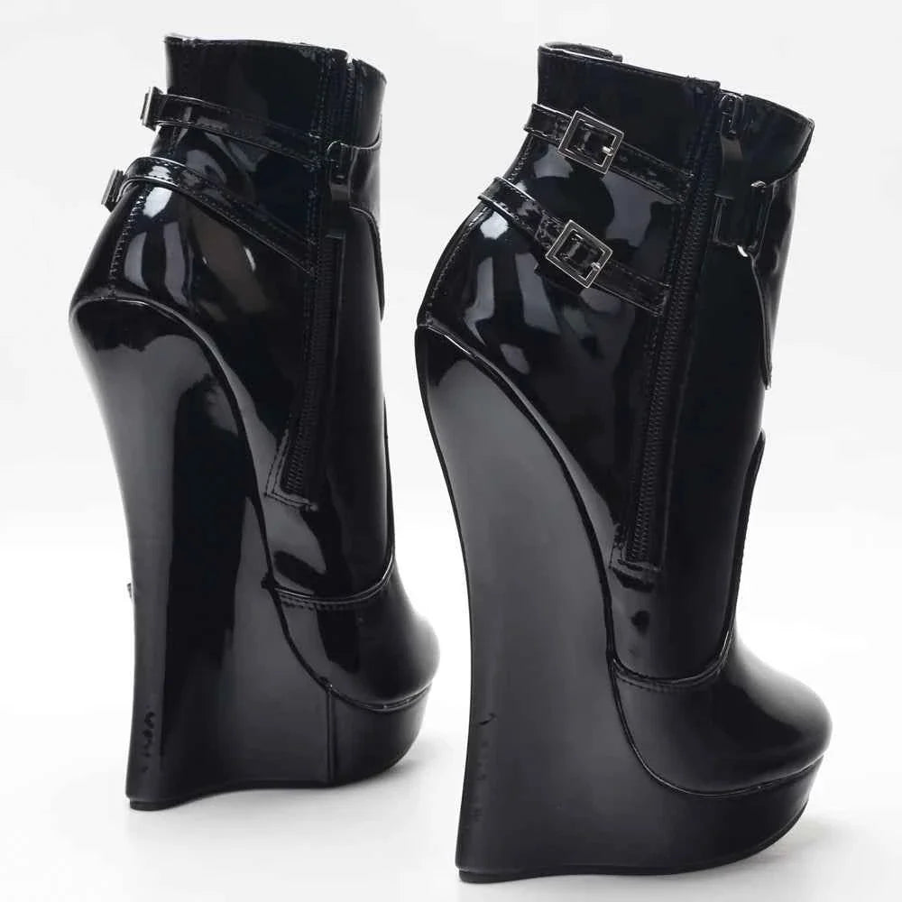 18CM High Heel Wedge Platform Fetish Sexy Ankle Boots