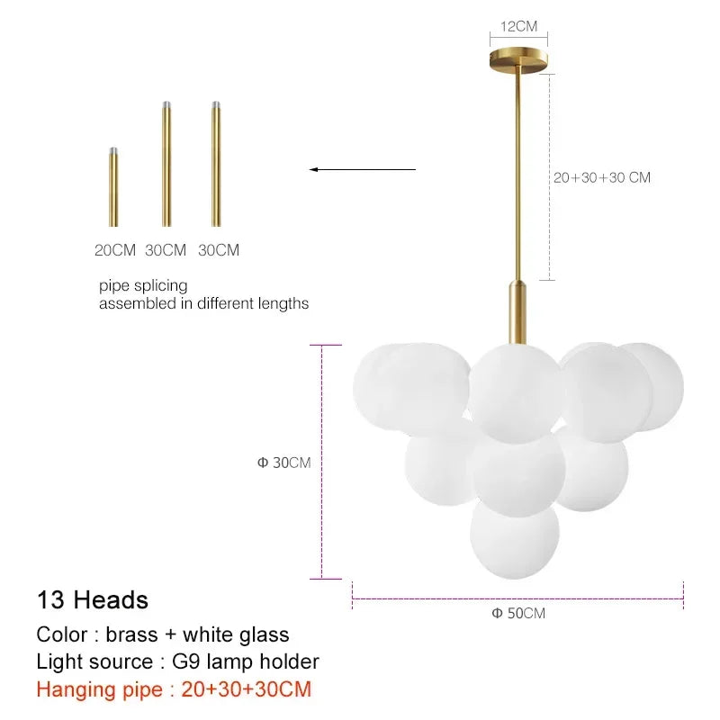 DecorBites™ Elegant Glass Chandelier for Living Room Dining Decor
