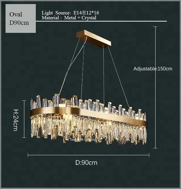 DecorBites™ Crystal LED Oval Chandelier for Dining Room Lighting