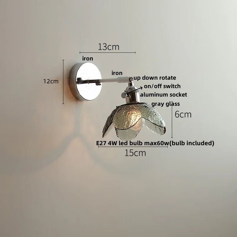 DecorBites™ Crystal Iron LED Wall Light Modern Bedside Lamp Clear Glass Wandlamp