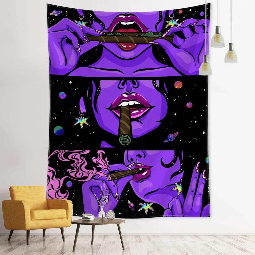 DecorBites™ Green Star Girl Tapestry Wall Hanging Psychedelic Home Decor