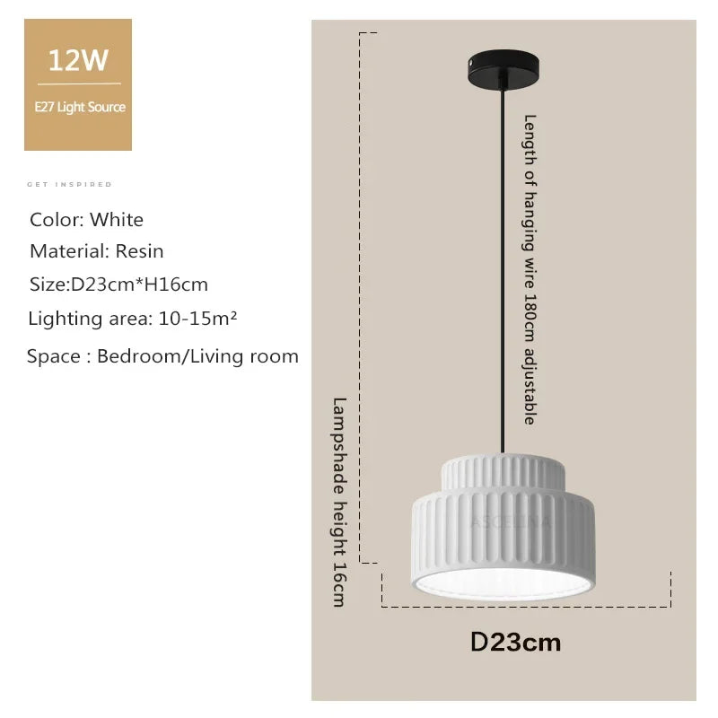 DecorBites™ Cream Resin LED Pendant Light for Home Decor