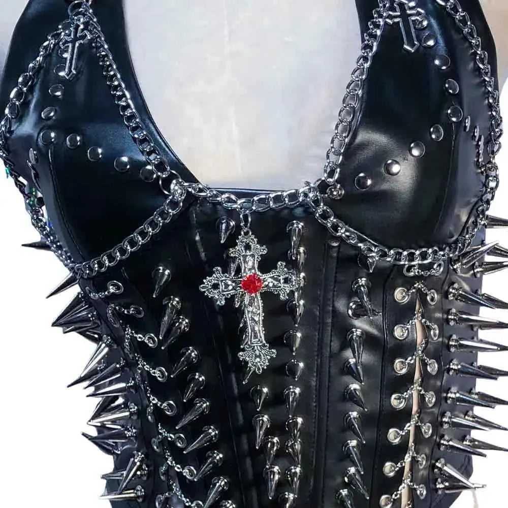 Grunge Emo Clothing ALT Punk Rock Clothes with Spikes Y2K Cyber Sexy Gothic Tank Goth T-shirt