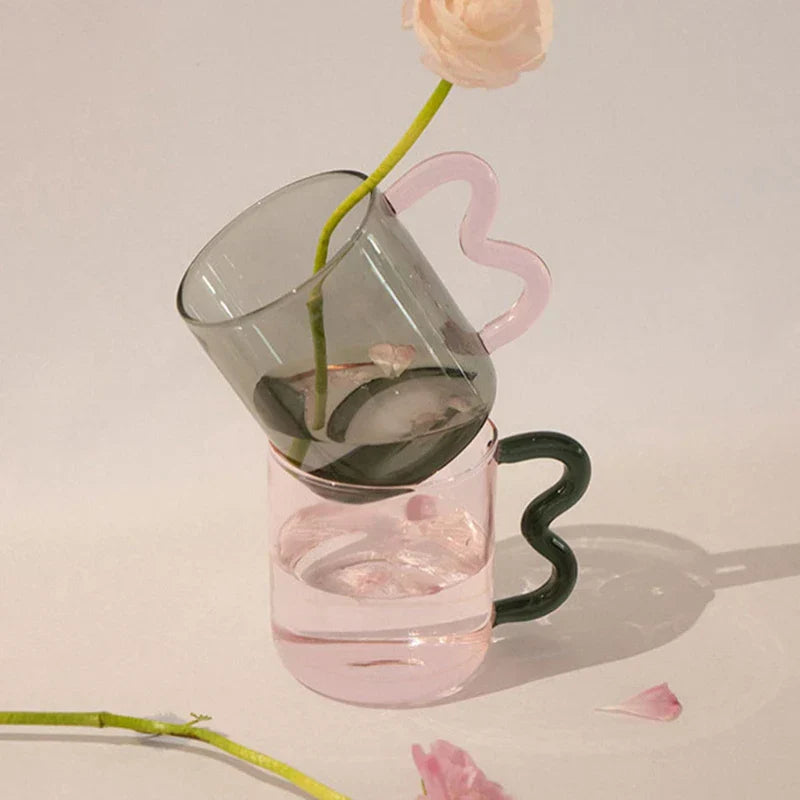 DecorBites™ Handmade Glass Mug High Borosilicate Heat-resistant Tea Coffee Cup
