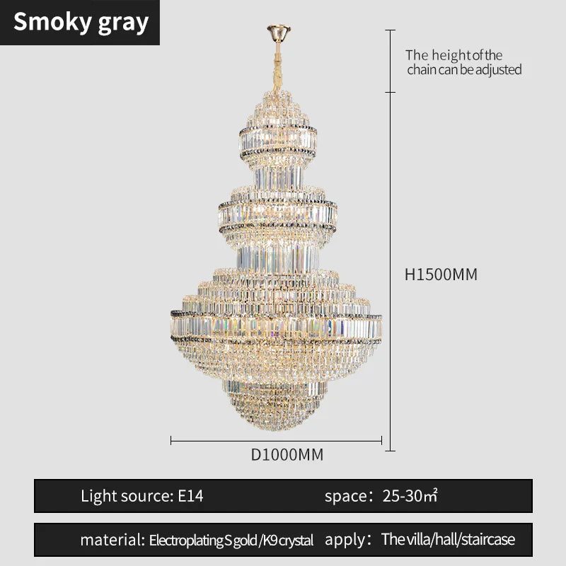 DecorBites™ Crystal Villa Chandelier Pendant - Modern European Style Luxury Hotel Lobby Light