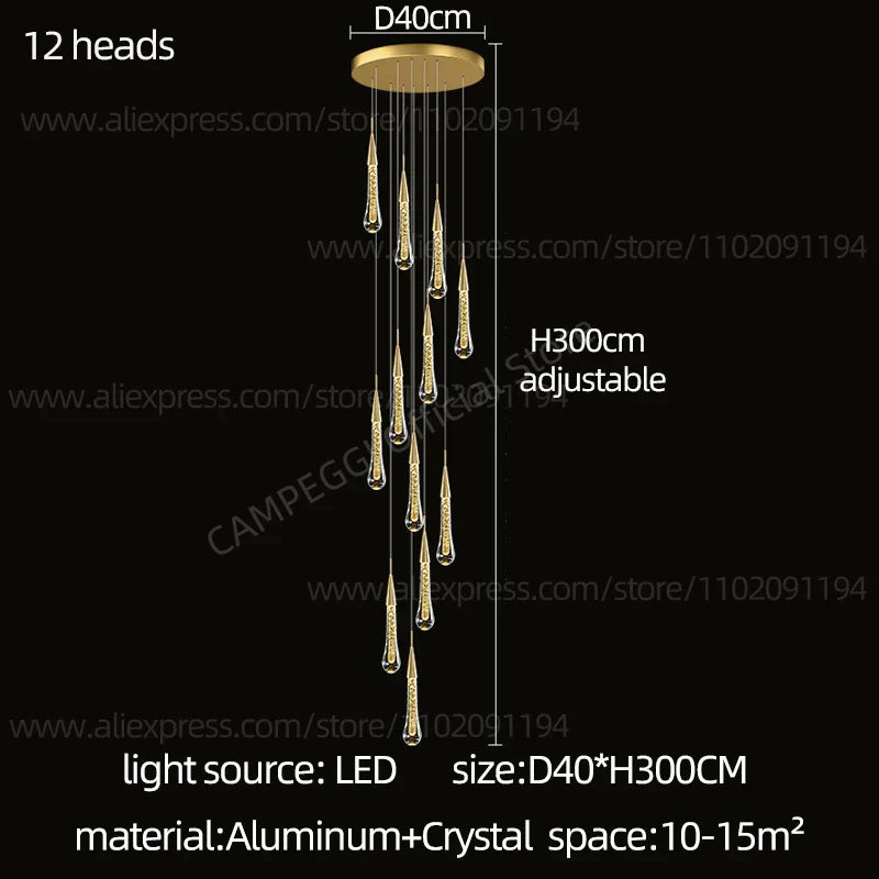 DecorBites™ Crystal LED Pendant Chandelier for Modern Luxury Living Room