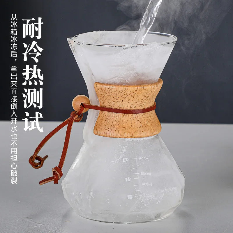 DecorBites™ Diamond Glass Hand Brew Coffee Maker Pot for Espresso Drip Cup Brewing