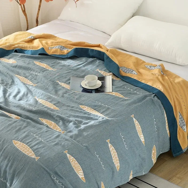 DecorBites™ Cotton Gauze Geometry Summer Blanket