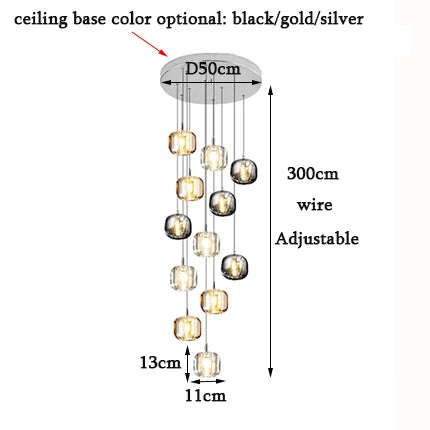 DecorBites™ Crystal LED Chandelier: Modern Staircase Pendant Light for Stylish Home Decor
