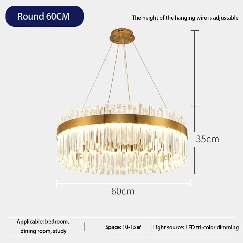 DecorBites™ Elegant Crystal Chandelier Pendant Light for Living Room Dining Kitchen Decoration