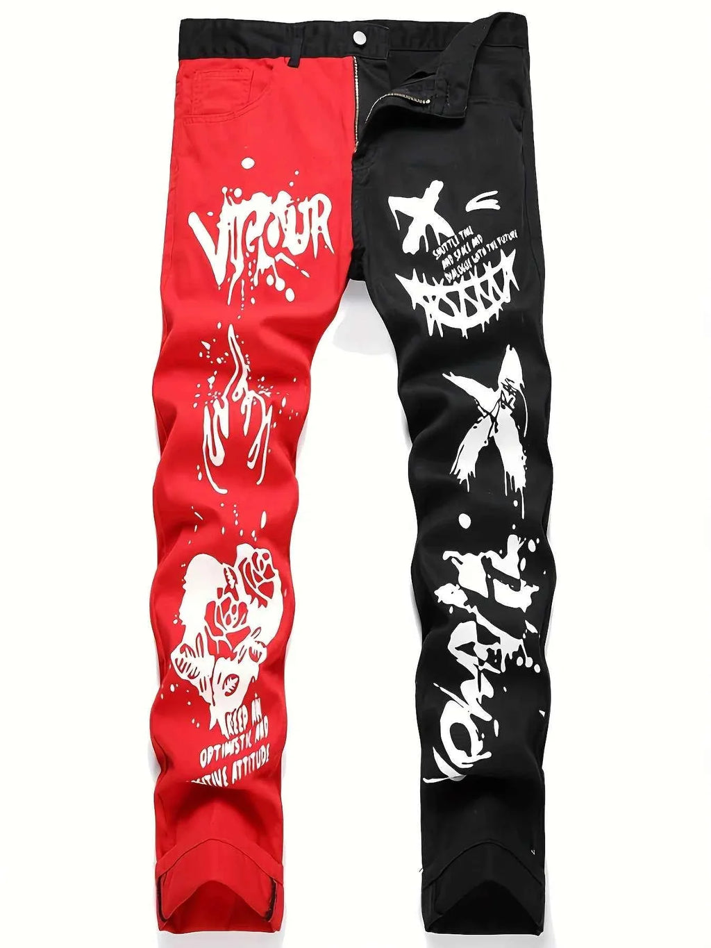 Men's spliced two tone trendy multi-color slim fit Pants