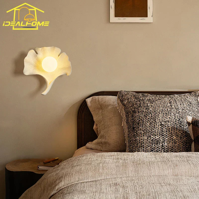 DecorBites™ Ginkgo Biloba Resin Wall Lamp LED Art Decor for Bedroom & Living Room