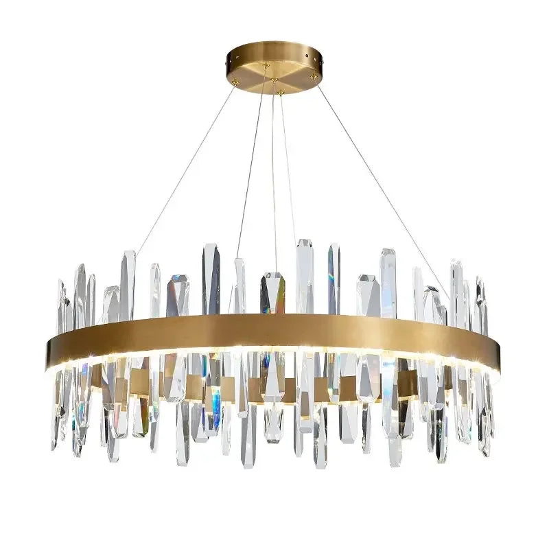 DecorBites™ K9 Crystal LED Round Chandelier for Kitchen Living Room Bedroom Decor
