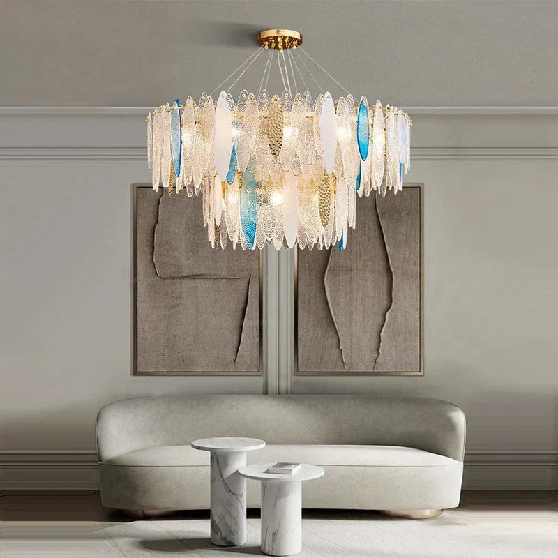 DecorBites™ Gold Metal Chain LED Pendant Lights for Modern Luxury Living Room