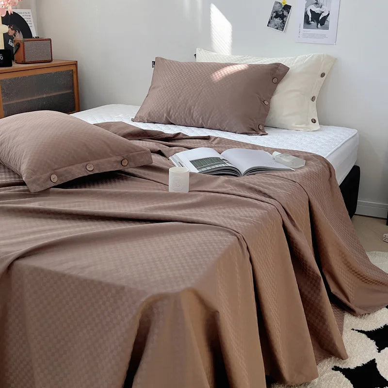 DecorBites™ Luxe Cotton Satin Stripe Bed Sheet Set with 2 Pillowcase