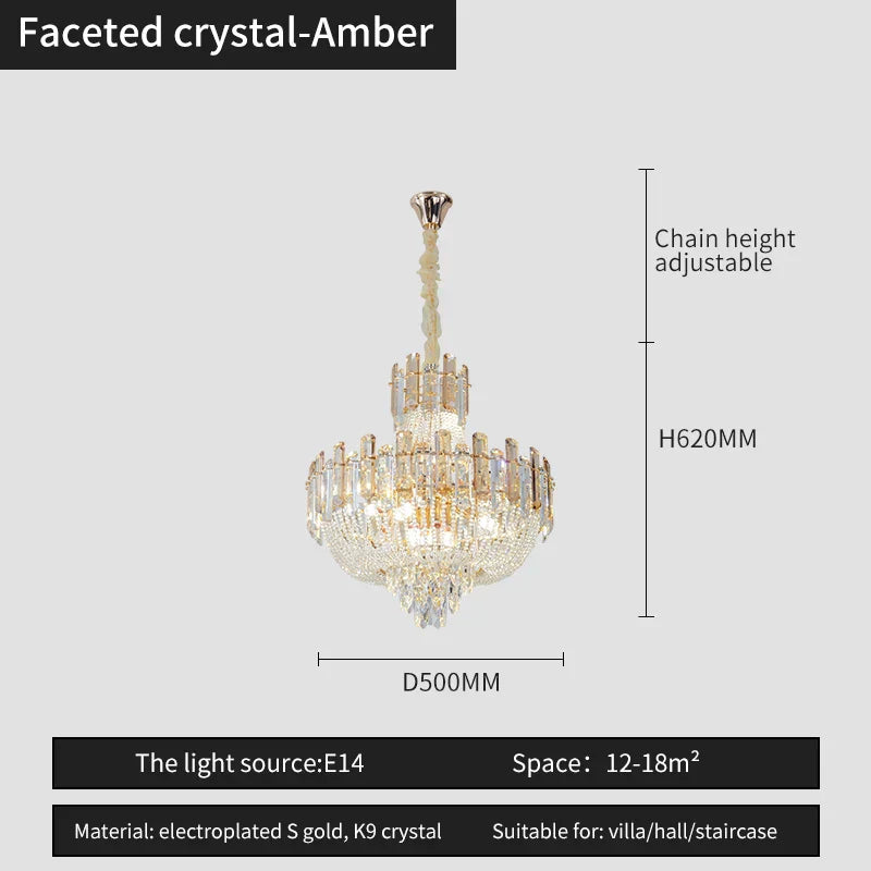 DecorBites™ French Bead Chain Crystal Chandelier for Luxury Spaces