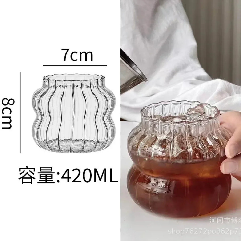 DecorBites™ Gourd Shape Glass Cup Set for Coffee, Whiskey, Wine, Yogurt - 300/520ml