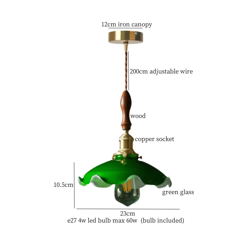 DecorBites™ Green Glass LED Pendant Lamp for Living & Dining Room Decor