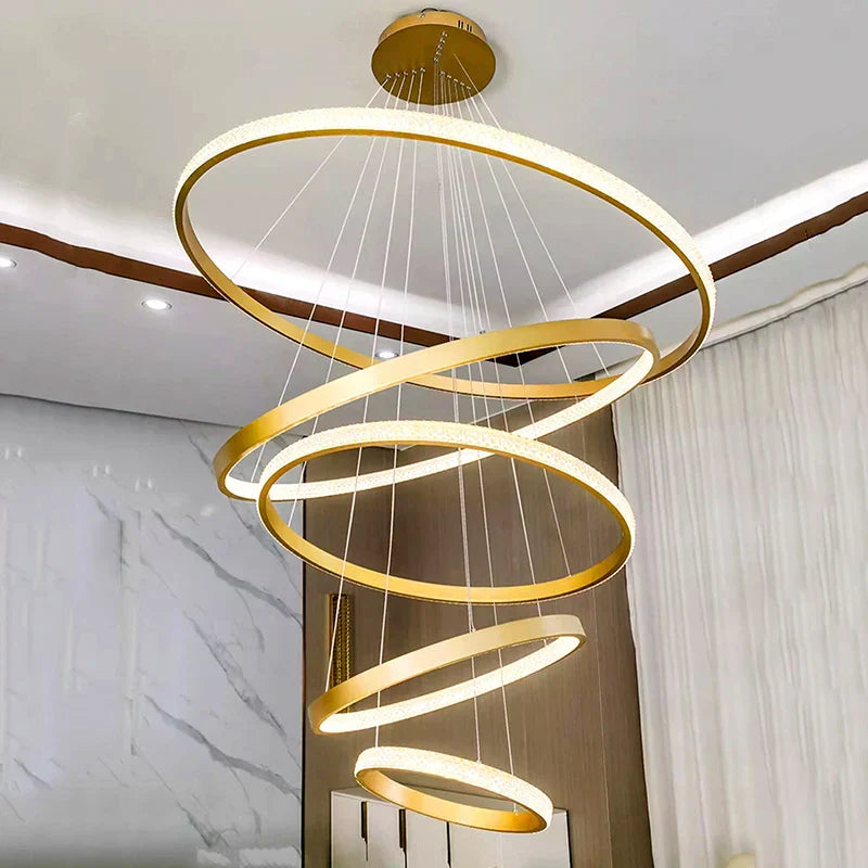 DecorBites™ Crystal Chandelier: Modern Stair Pendant Light for Living Room, Interior Lighting Fixture