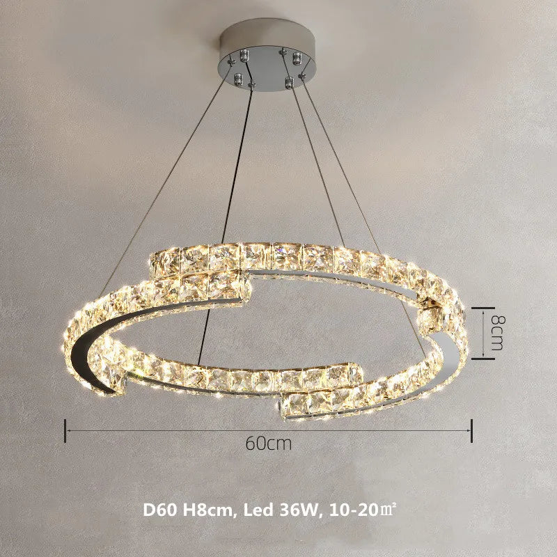 DecorBites™ Crystal LED Pendant Lights Chrome Steel Modern Luxury Fixtures