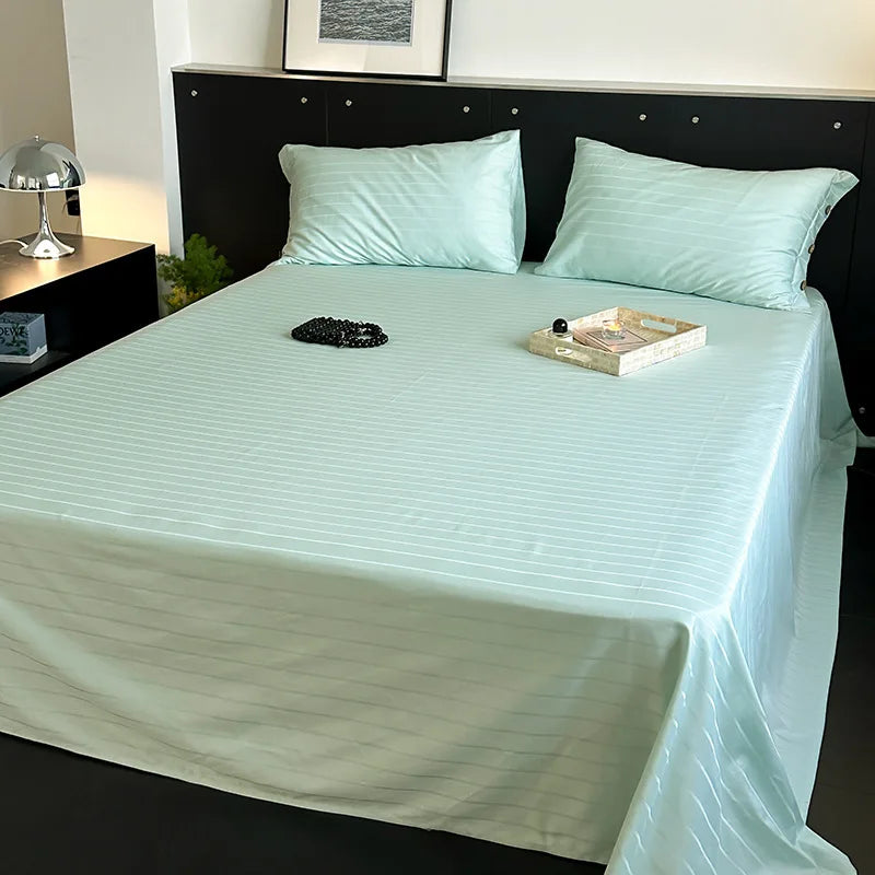 DecorBites™ Luxe Cotton Satin Stripe Bed Sheet Set with 2 Pillowcase