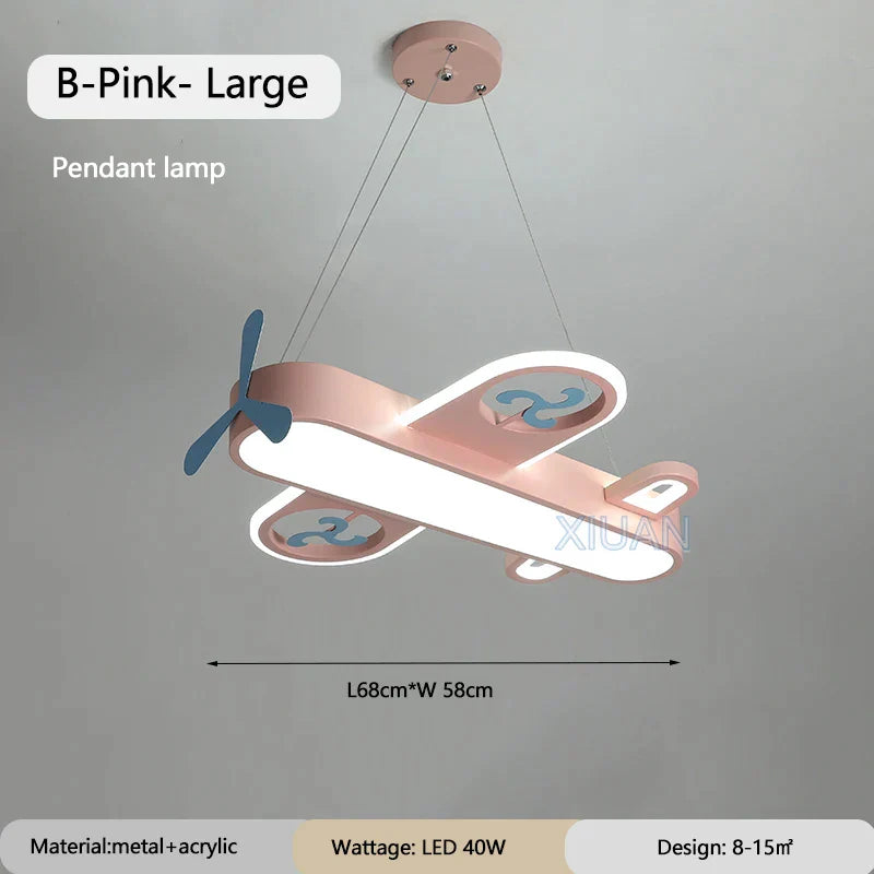 DecorBites™ Kids Airplane Pendant Lights Wood Metal Sconces Nursery School LED