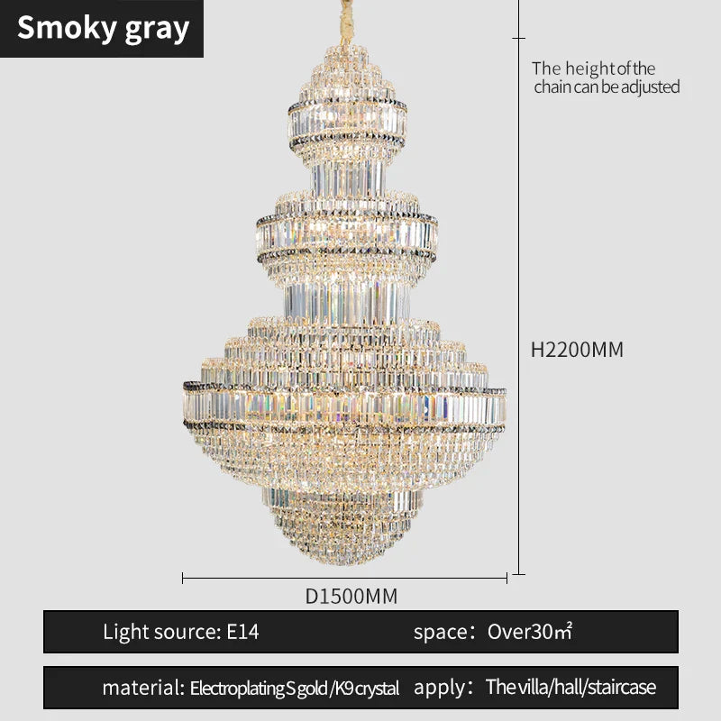 DecorBites™ Crystal Villa Chandelier: Luxe European Duplex Hall Lighting - Elegant Living Room Decor