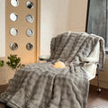 DecorBites™ Cozy Bubble Faux Rabbit Fur Blanket: Warm Sofa & Bed Cover for All Seasons
