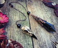 Obsidian Raven Skull Pendulum