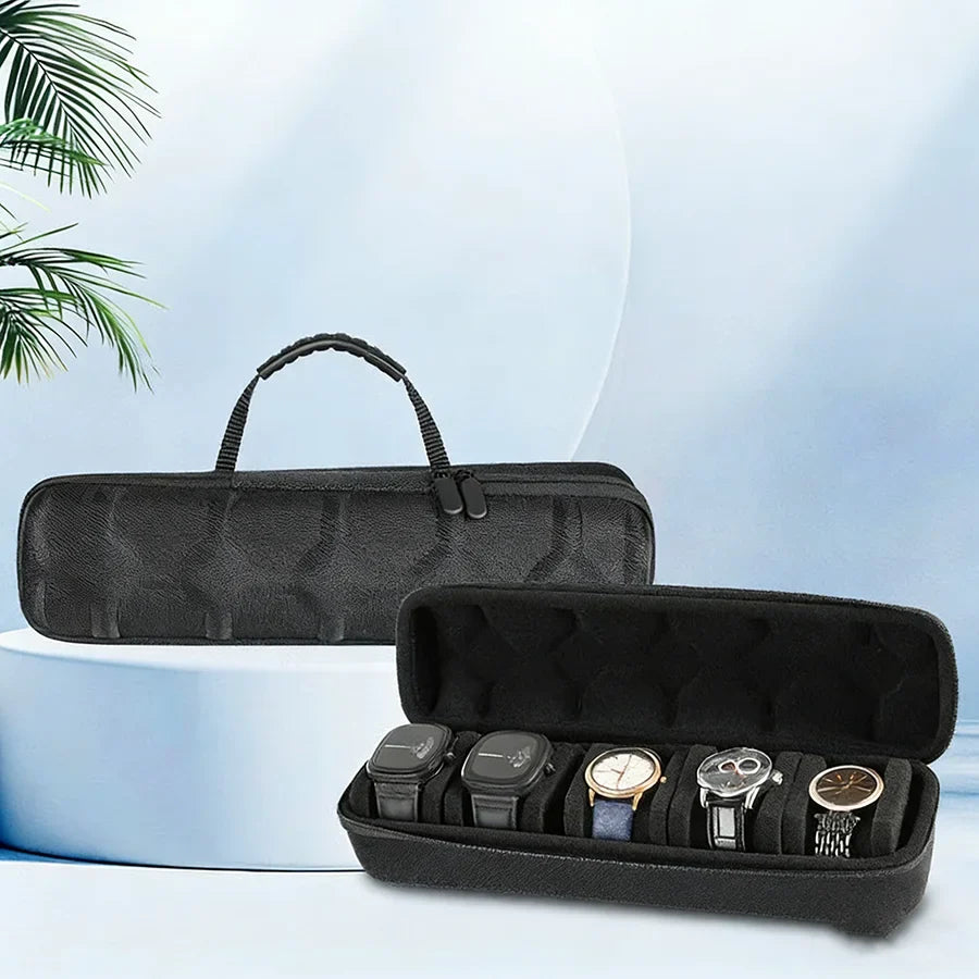 Portable Watch Travel Case and Organizer with Anti-Movement Inserts - Watch Storage Box for Wristwatches