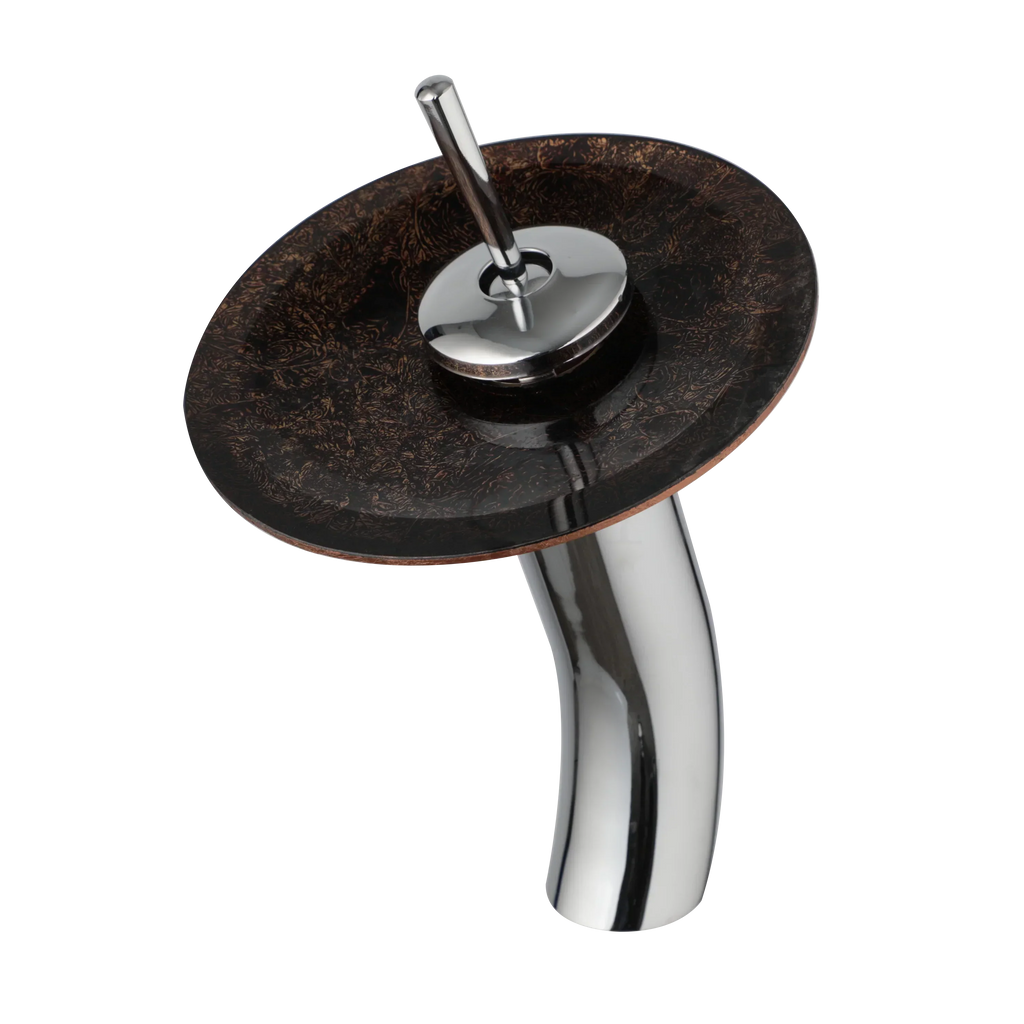 DecorBites™ Glass Rocker Handle Basin Faucet, Waterfall Mixer Taps, Chrome Finish