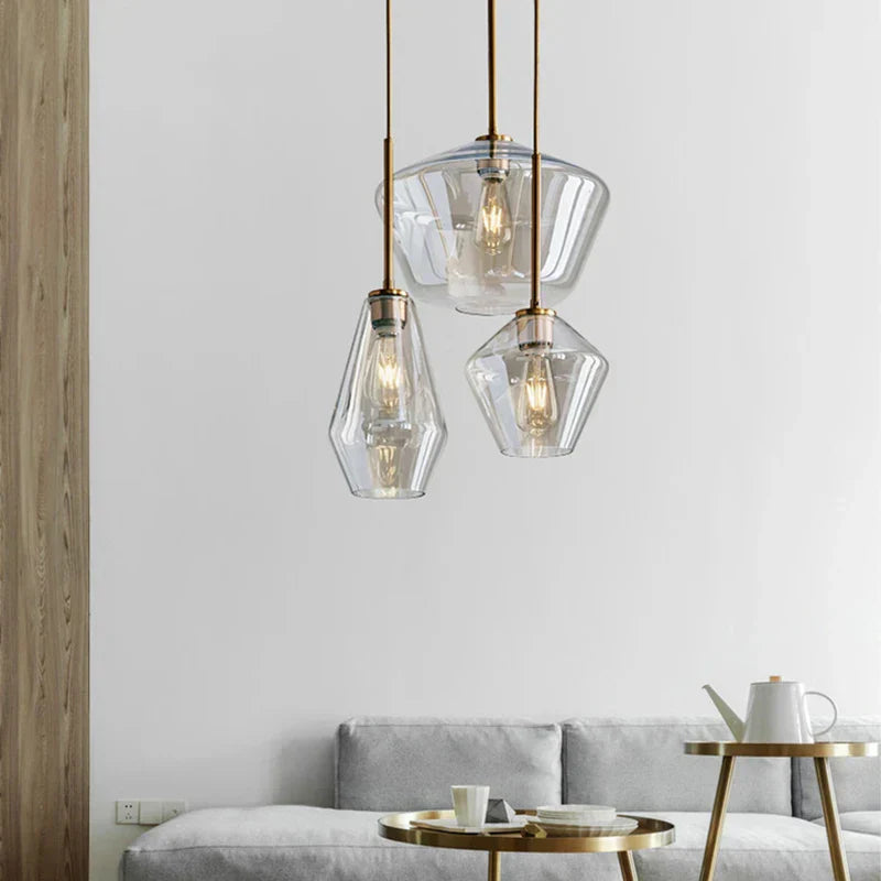 DecorBites™ Gray Amber Glass Pendant Lamp for Home and Office Lighting