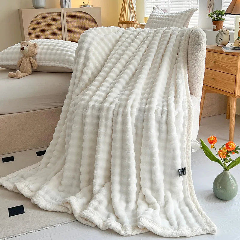 DecorBites™ Cozy Faux Rabbit Fur Throw Blanket for Sofa & Bed, 200X230cm