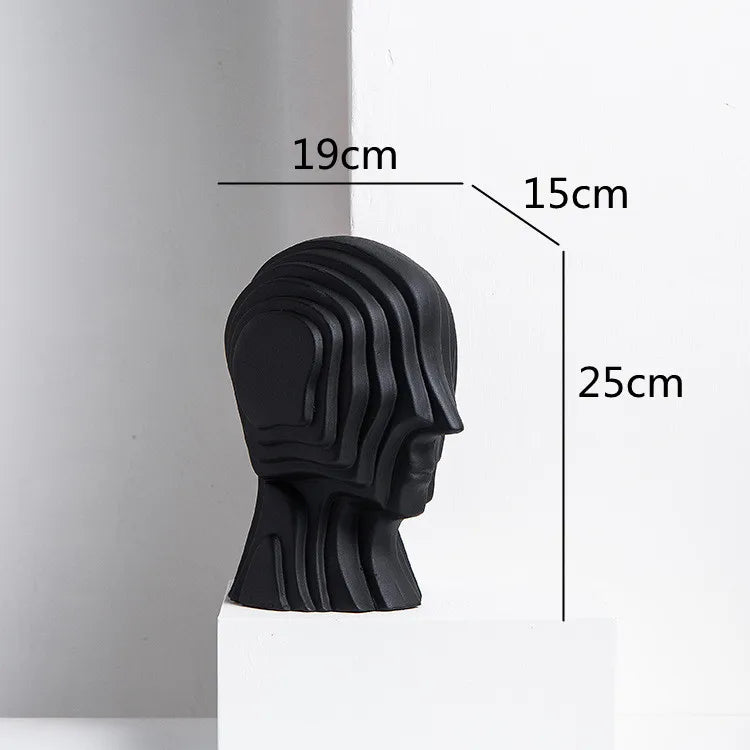 DecorBites™ Geometric Ceramic Head Sculpture | Golden Alien Figurine